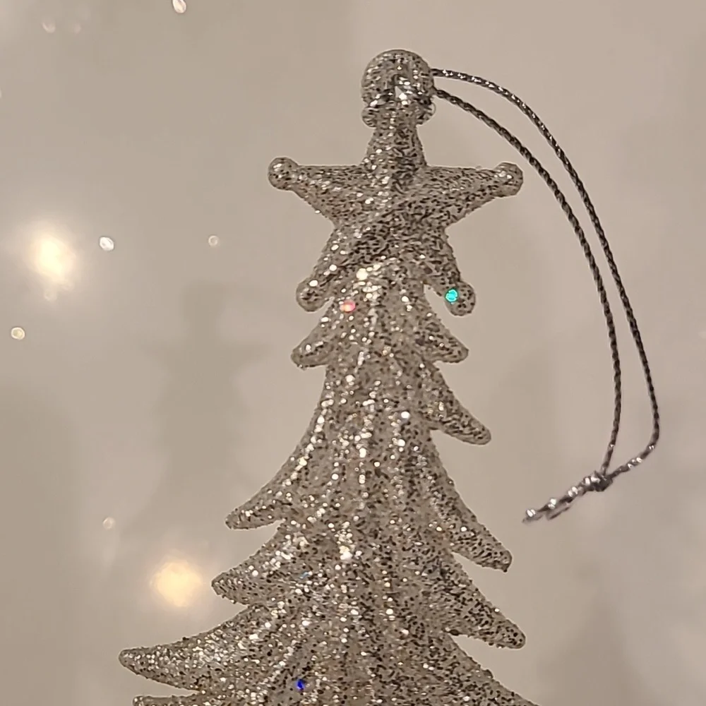 Pier 1 Imports Silver Glitter Christmas Tree Ornament